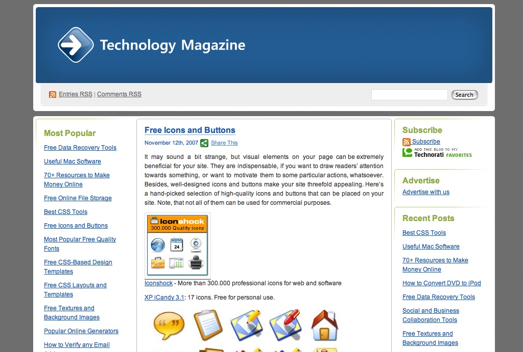 Free Icons and Buttons / Technology Magazine